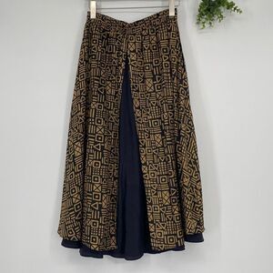 Vintage Studio Collection Women's Maxi Skirt Silk Lined‎ Stretch Waist Geometric